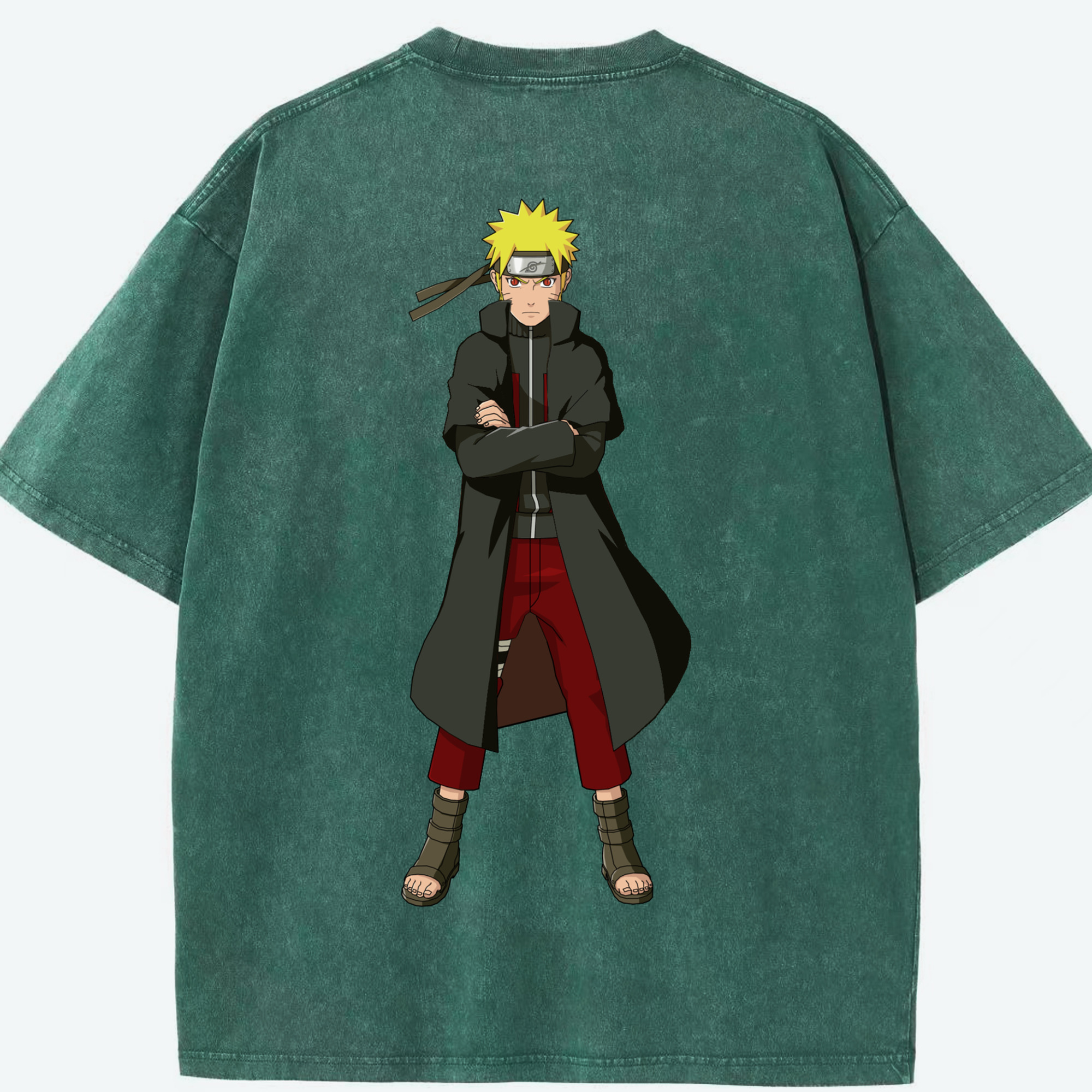 （画像用） NARUTO -ナルト- うずまき ナルト Uzumaki Naruto 綿100% ヴィンテージ風 半袖Tシャツ（背面プリント）